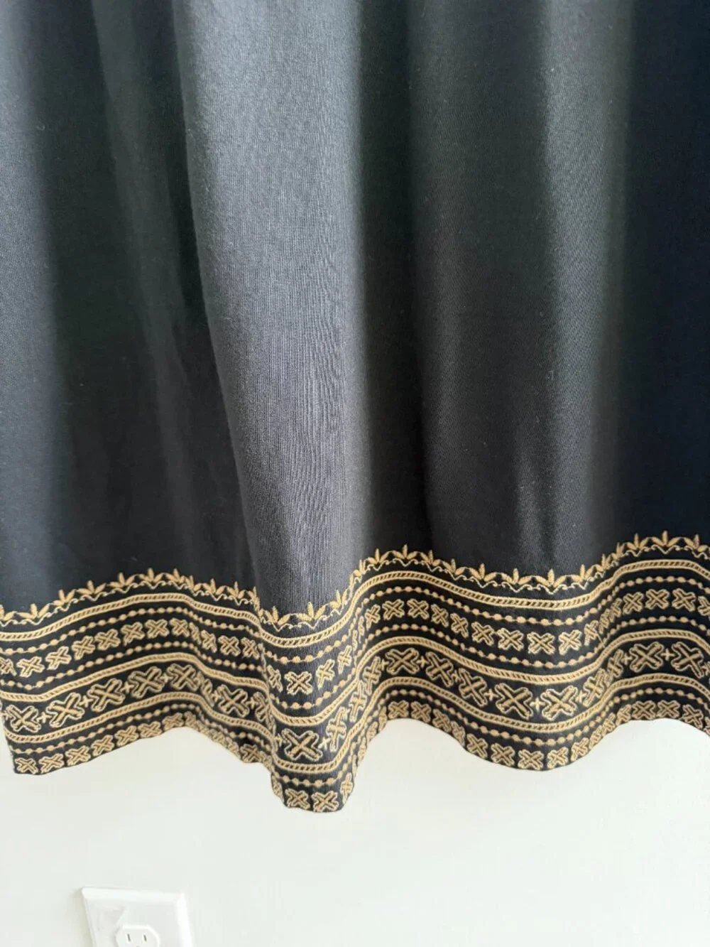 J. Jill Embroidered Peasant Tunic Dress Black Gold Boho Shift Large - Picture 7 of 12